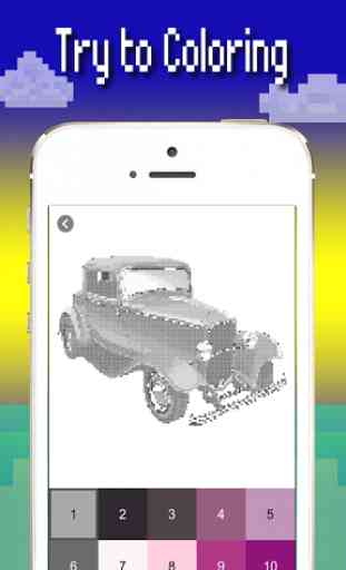Le auto colorano per numero: Pixel art vehicle 3