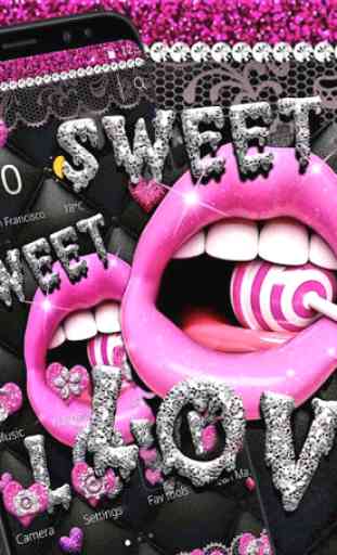 Glitter Pink Lips Sweet Love Theme 2