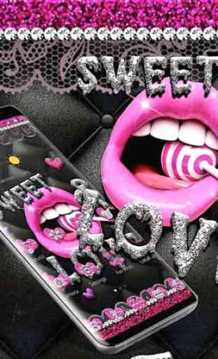 Glitter Pink Lips Sweet Love Theme 3
