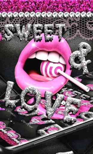 Glitter Pink Lips Sweet Love Theme 4