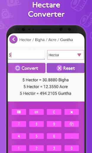 Hectare, Acre , Bigha , Guntha Converter 1