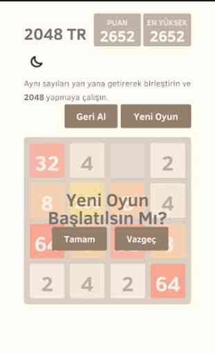 2048 Türkçe Sayısal Zeka Oyunu 2