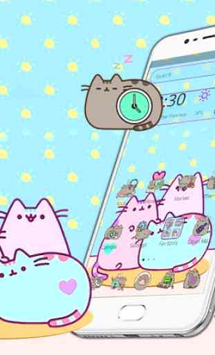 Cut Cartoon Kawaii Pusheen Cat Launcher Theme  1