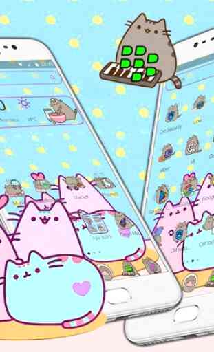 Cut Cartoon Kawaii Pusheen Cat Launcher Theme  3