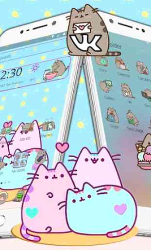 Cut Cartoon Kawaii Pusheen Cat Launcher Theme  4