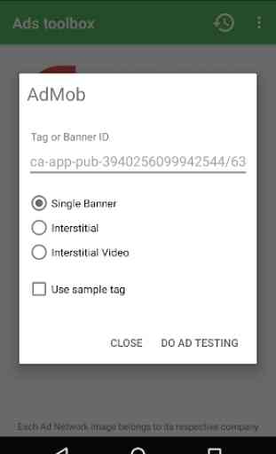 Ads toolbox - test DFP or AdMob ad units 3