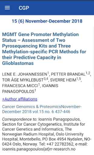 Cancer Genomics & Proteomics Journal 4