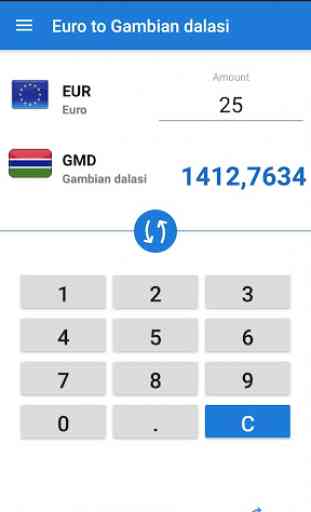Euro to Gambian dalasi / EUR to GMD 1