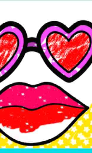 Rainbow Lips Coloring Book Glitter - Beauty Game 2