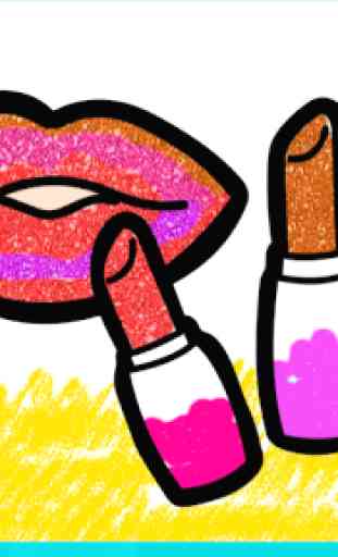 Rainbow Lips Coloring Book Glitter - Beauty Game 3