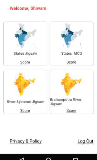 Map of India - States and River Puzzles and Quiz 1