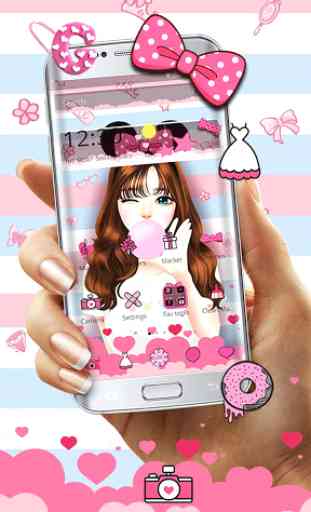 Pink Love Bow Girl LauncherTheme 4