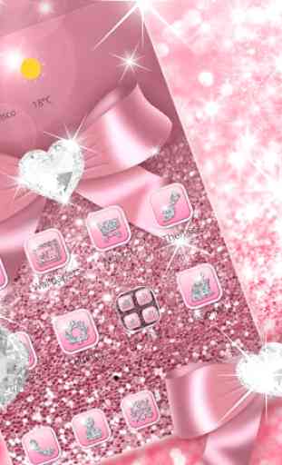 Rose Gold Shiny Diamond Pink Bow Glitter Theme 1