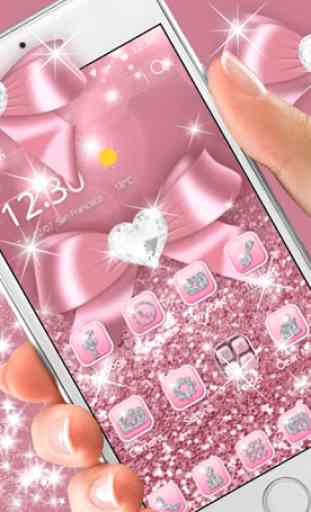 Rose Gold Shiny Diamond Pink Bow Glitter Theme 3