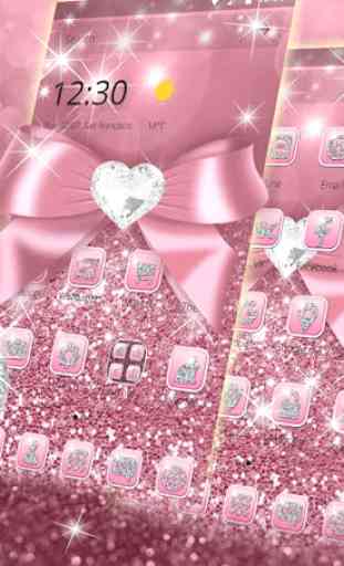 Rose Gold Shiny Diamond Pink Bow Glitter Theme 4