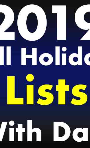 2019 All Holidays Lists With Date 2