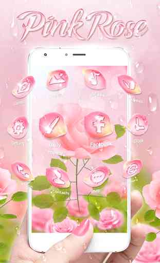 Gorgeous 3D Pink Rose Theme 4