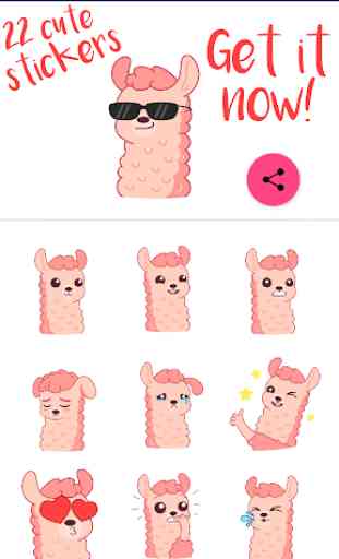 Llama alpaca cute stickers for WhatsApp 4