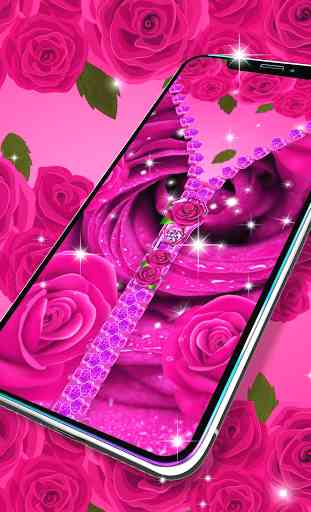Lock screen zipper pink rose 4