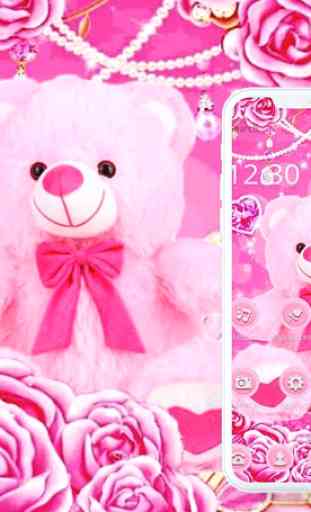 Pink Rose Teddy Bear Romantic Theme 1
