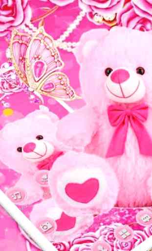 Pink Rose Teddy Bear Romantic Theme 2