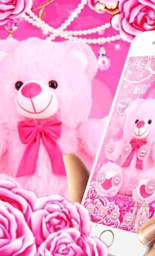 Pink Rose Teddy Bear Romantic Theme 3
