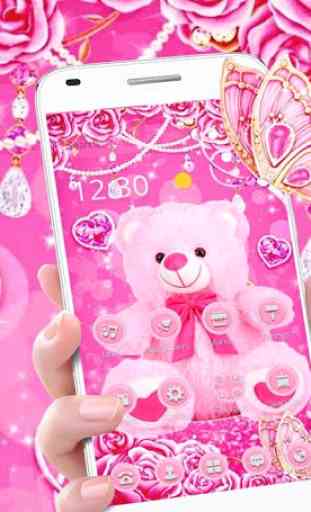 Pink Rose Teddy Bear Romantic Theme 4