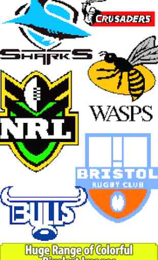 Rugby Logos Pixel Art: Color by Number Book Pages 2