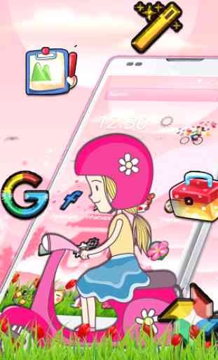 Salmon Pink Scooter Girl Theme 1