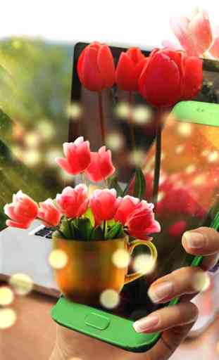 3D Red Tulip Flower Parallax Theme 1
