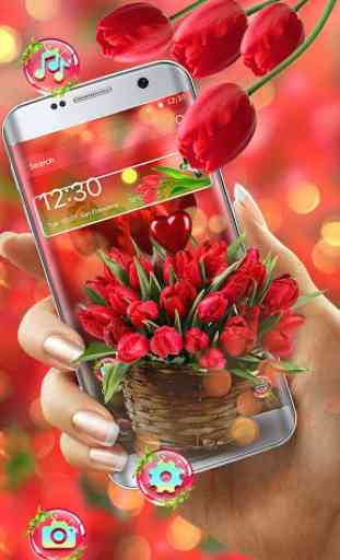 3D Red Tulip Flowers Launcher 3