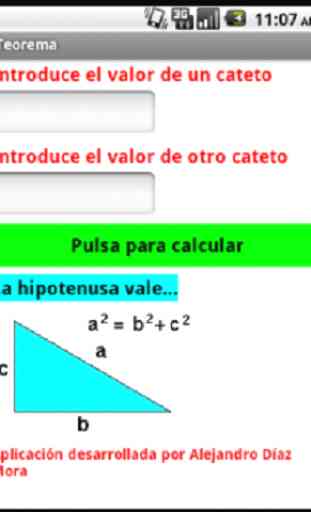 Calculadora Teorema de Pitágoras 2