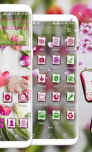 Pink Tulip Flowers Launcher Theme 1