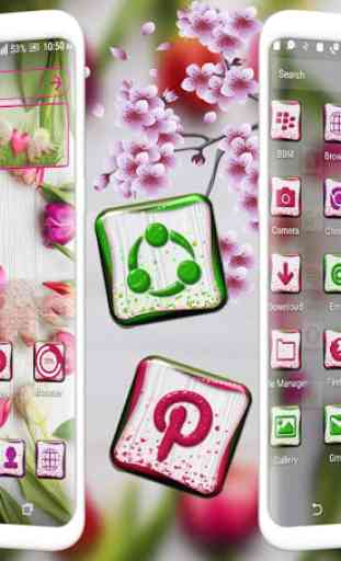 Pink Tulip Flowers Launcher Theme 2