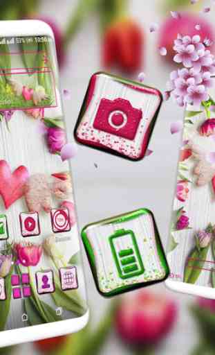Pink Tulip Flowers Launcher Theme 4
