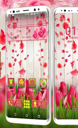 Pink Tulip Rose Launcher Theme 3