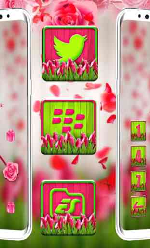 Pink Tulip Rose Launcher Theme 4