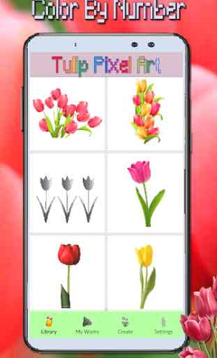 Tulip Flowers Coloring  Color By Number_PixelArt 1