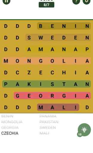 Word Search Countries / Letter Soup Puzzle 3