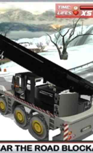 Neve simulatore camionista 3D - Guidare la grande gru e chiarire il ghiaccio dalla strada ghiacciata 1